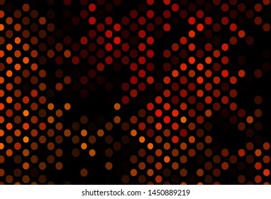 Dark Yellow, Orange vector pattern with spheres. Glitter abstract illustration with blurred drops of rain. Pattern for ads, leaflets.