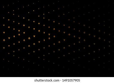 Dark Yellow, Orange vector pattern with symbol of cards. Colored illustration with hearts, spades, clubs, diamonds. Pattern for booklets, leaflets of gambling houses.