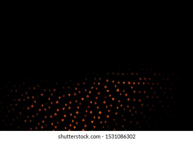 Dark Yellow, Orange vector pattern with symbol of cards. Shining illustration with hearts, spades, clubs, diamonds. Pattern for ads of parties, events in Vegas.