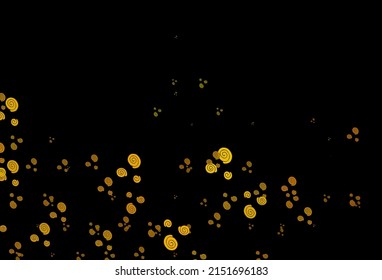 Dark Yellow, Orange vector pattern with liquid shapes. Blurred geometric sample with gradient bubbles.  Marble style for your business design.