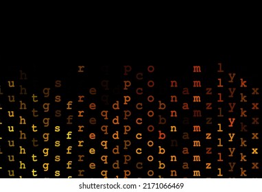 Dark yellow, orange vector pattern with ABC symbols. Modern geometrical illustration with ABC english symbols. The pattern can be used as ads, poster, banner for books.