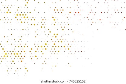 Dark Yellow, Orange vector pattern with colored spheres. Geometric sample of repeating circles on white background in halftone style.