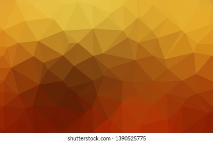 Dark Yellow, Orange vector polygon abstract backdrop. Colorful illustration in Origami style with gradient.  Completely new template for your business design.