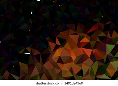 Dark Yellow, Orange vector polygon abstract background. A sample with polygonal shapes. Completely new design for your business.