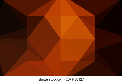 Dark Yellow, Orange vector polygonal background. Triangular geometric sample with gradient.  A completely new design for your business.
