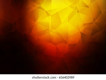 Dark Yellow, Orange vector polygonal template. Brand-new colored illustration in blurry style with gradient. Triangular pattern for your business design.