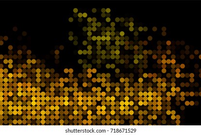 Dark Yellow, Orange vector red banner with set of circles, dots. Donuts Background. Creative Design Template. Technological halftone illustration.