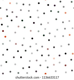 Dark Yellow, Orange vector seamless cover with spots. Illustration with set of shining colorful abstract circles. Pattern can be used as texture of water, rain drops.