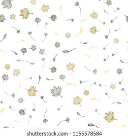 Dark Yellow, Orange vector seamless hand painted texture. Modern geometrical abstract illustration with leaves. The textured pattern for website.
