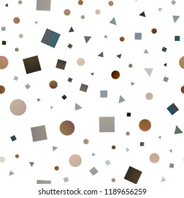 Dark Yellow, Orange vector seamless template with crystals, circles, squares. Glitter abstract illustration with spheres, squares, lines. Design for textile, fabric, wallpapers.