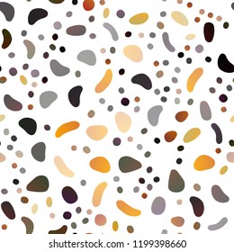 Dark Yellow, Orange vector seamless pattern with spheres. Modern abstract illustration with colorful water drops. Pattern for design of window blinds, curtains.