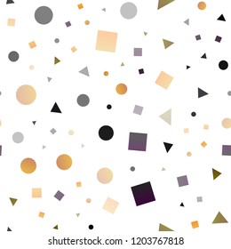 Dark Yellow, Orange vector seamless pattern in polygonal style with circles. Abstract gradient illustration with circles, triangles, cubes. Trendy design for wallpaper, fabric makers.