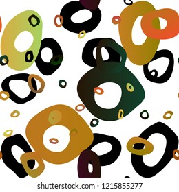 Dark Yellow, Orange vector seamless cover with circles. Modern abstract illustration with colorful water drops. Pattern for design of window blinds, curtains.