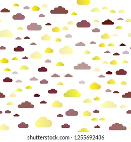 Dark Yellow, Orange vector seamless pattern with clouds. Colorful illustration consisted of abstract clouds. Pattern for design of fabric, wallpapers.