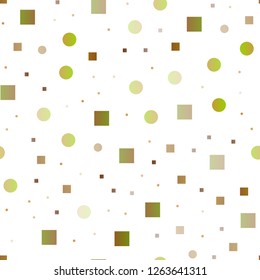 Dark Yellow, Orange vector seamless texture with disks, rectangles. Colorful gradient with circles, rectangles on abstract backdrop. Pattern for trendy fabric, wallpapers.