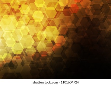 Dark Yellow, Orange vector shining hexagonal pattern. A sample with polygonal shapes. The elegant pattern can be used as part of a brand book.