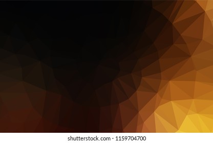 Dark Yellow, Orange vector shining hexagonal template. Triangular geometric sample with gradient.  The textured pattern can be used for background.