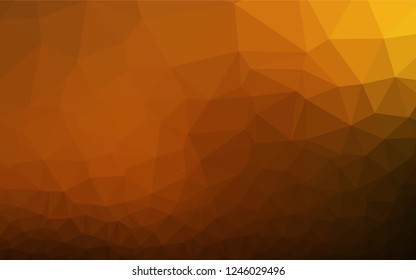 Dark Yellow, Orange vector shining hexagonal template. Triangular geometric sample with gradient.  The textured pattern can be used for background.