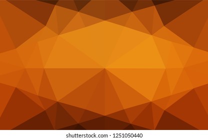 Dark Yellow, Orange vector shining hexagonal template. Shining illustration, which consist of triangles. The template can be used as a background for cell phones.