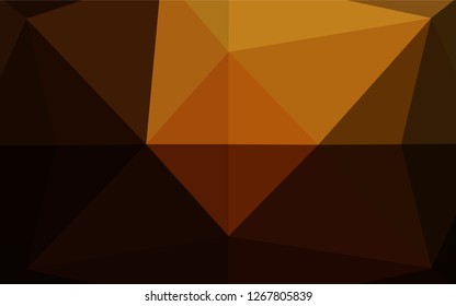 Dark Yellow, Orange vector shining hexagonal pattern. Geometric illustration in Origami style with gradient.  Triangular pattern for your business design.
