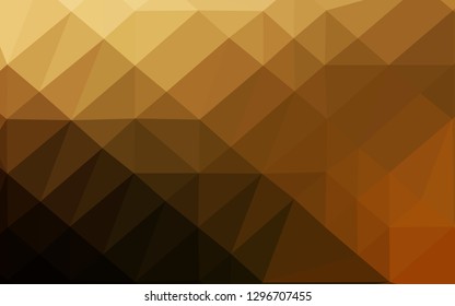 Dark Yellow, Orange vector shining triangular template. Shining illustration, which consist of triangles. Template for your brand book.