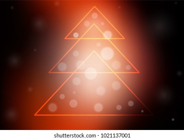 Dark Yellow, Orange vector template with a new year tree. Shining colored illustration with xmas tree in christmas style. The pattern can be used for new year ad, booklets.
