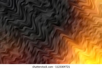 Dark Yellow, Orange vector template with bent ribbons. Blurred geometric sample with gradient bubbles.  The elegant pattern for brand book.