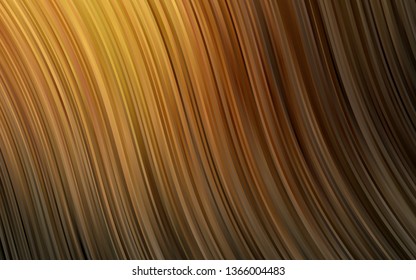 Dark Yellow, Orange vector template with bent lines. Blurred geometric sample with gradient bubbles.  Brand new design for your ads, poster, banner.