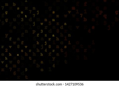 Dark Yellow, Orange vector template with isolated letters. Modern geometrical illustration with ABC english symbols. The pattern can be used as ads, poster, banner for books.