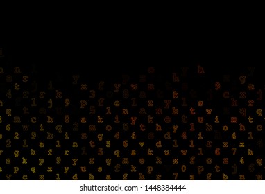 Dark Yellow, Orange vector template with isolated letters. Blurred design in simple style with signs of alphabet. Best design for your ad, poster, banner of college.