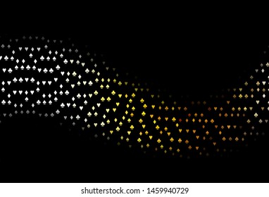 Dark Yellow, Orange vector template with poker symbols. Shining illustration with hearts, spades, clubs, diamonds. Smart design for your business advert of casinos.