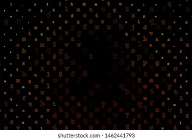 Dark Yellow, Orange vector template with isolated letters. Blurred design in simple style with signs of alphabet. Smart design for your business advert of university.