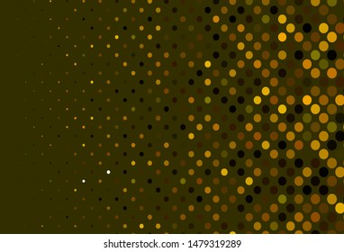 Dark Yellow, Orange vector template with circles. Glitter abstract illustration with blurred drops of rain. Pattern of water, rain drops.