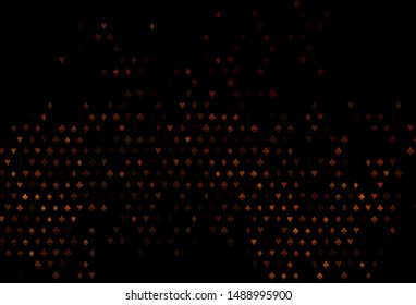 Dark Yellow, Orange vector template with poker symbols. Colorful gradient with signs of hearts, spades, clubs, diamonds. Pattern for booklets, leaflets of gambling houses.