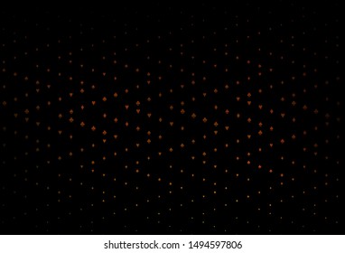 Dark Yellow, Orange vector template with poker symbols. Blurred decorative design of hearts, spades, clubs, diamonds. Pattern for leaflets of poker games, events.