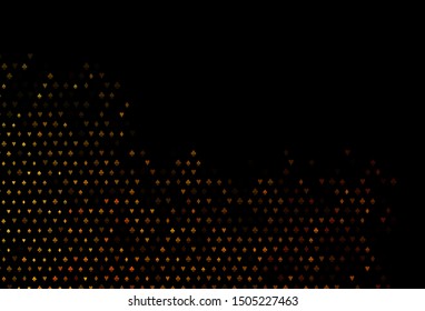 Dark Yellow, Orange vector template with poker symbols. Shining illustration with hearts, spades, clubs, diamonds. Pattern for ads of parties, events in Vegas.