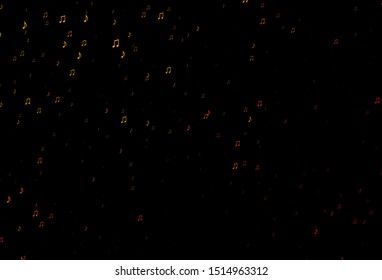 Dark Yellow, Orange vector template with musical symbols. Isolated colorful music keys on abstract background. Pattern for websites of musitians.