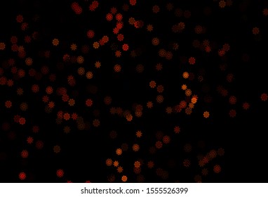 Dark Yellow, Orange vector template with ice snowflakes. Shining colored illustration with snow in christmas style. New year design for your ad, poster, banner.