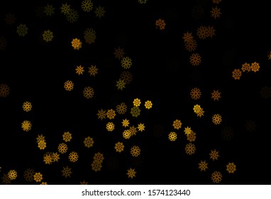 Dark Yellow, Orange vector template with ice snowflakes. Modern geometrical abstract illustration with crystals of ice. The pattern can be used for new year leaflets.