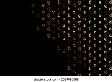 Dark yellow, orange vector template with isolated letters. Colored alphabet signs with gradient on white background. The pattern can be used for ad, booklets, leaflets of education.