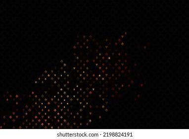 Dark yellow, orange vector template with poker symbols. Blurred decorative design of hearts, spades, clubs, diamonds. Smart design for your business advert of casinos.