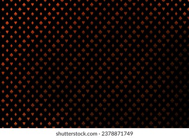 Dark yellow, orange vector template with poker symbols. Glitter abstract sketch with isolated symbols of playing cards. Smart design for your business advert of casinos.