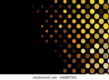 Dark Yellow, Orange vector texture with disks. Blurred decorative design in abstract style with bubbles. Completely new template for your brand book.