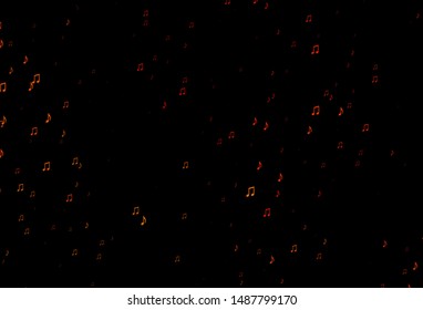 Dark Yellow, Orange vector texture with musical notes. Abstract illustration with colorful symbols of melody. Pattern for school ad, booklets.