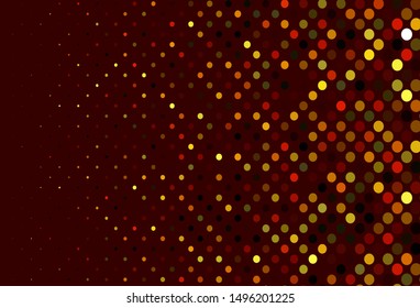 Dark Yellow, Orange vector texture with disks. Beautiful colored illustration with blurred circles in nature style. Template for your brand book.