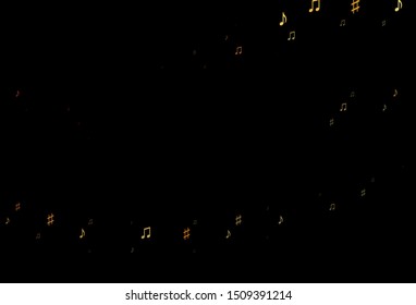 Dark Yellow, Orange vector texture with musical notes. Shining illustration of colorful gradient music notes. Pattern for festival leaflets.