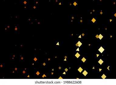 Dark yellow, orange vector texture in poly style with circles, cubes. Decorative design in abstract style with lines, dots, cubes. Pattern for commercials.