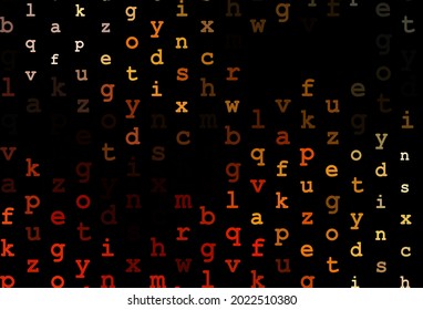 Dark yellow, orange vector texture with ABC characters. Abstract illustration with colored latin alphabet. The pattern can be used as ads, poster, banner for books.