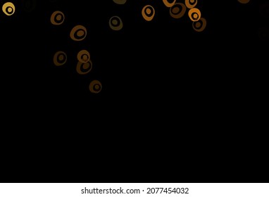 Dark Yellow, Orange vector texture with disks. Glitter abstract illustration with blurred drops of rain. Pattern of water, rain drops.