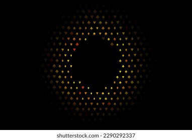 Dark Yellow, Orange vector texture with playing cards. Blurred decorative design of hearts, spades, clubs, diamonds. Pattern for booklets, leaflets of gambling houses.